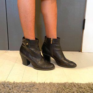 Women's Bandalino Black Leather Ankle Boots Sz 9.5